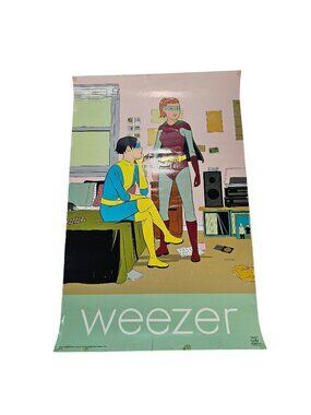 Vintage Weezer Promo Poster RARE Cartoon Superheroes 2001 Adrian Tomine 22x34"
